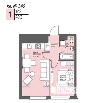 1-к квартира, вторичка, 40м2, 11/20 этаж