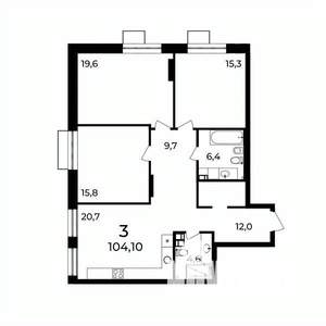 3-к квартира, вторичка, 104м2, 9/9 этаж