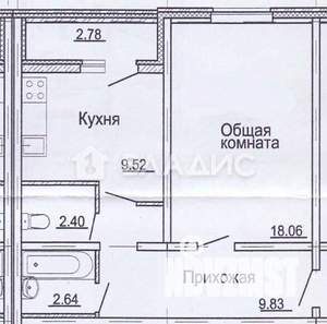 1-к квартира, вторичка, 43м2, 1/10 этаж