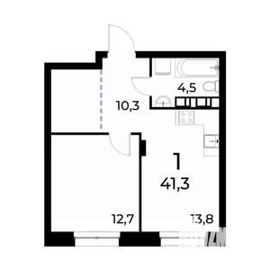 1-к квартира, вторичка, 41м2, 14/20 этаж