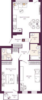2-к квартира, вторичка, 78м2, 4/19 этаж