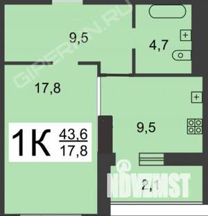 1-к квартира, вторичка, 44м2, 11/17 этаж