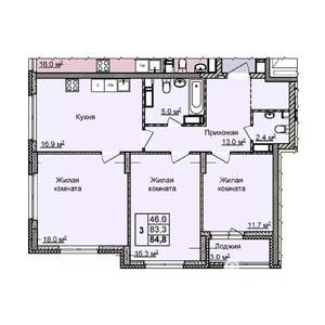 3-к квартира, вторичка, 85м2, 21/25 этаж