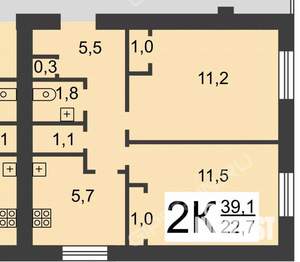2-к квартира, вторичка, 39м2, 3/9 этаж