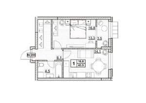 1-к квартира, вторичка, 44м2, 2/24 этаж
