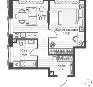 1-к квартира, вторичка, 45м2, 2/20 этаж