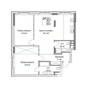 Студия квартира, вторичка, 86м2, 3/9 этаж