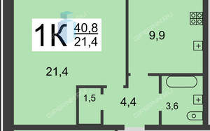 1-к квартира, вторичка, 41м2, 2/2 этаж