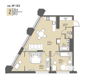 2-к квартира, вторичка, 67м2, 17/25 этаж