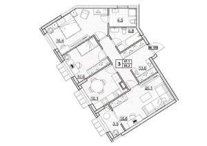 3-к квартира, вторичка, 80м2, 19/24 этаж