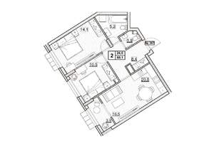 2-к квартира, вторичка, 60м2, 20/24 этаж