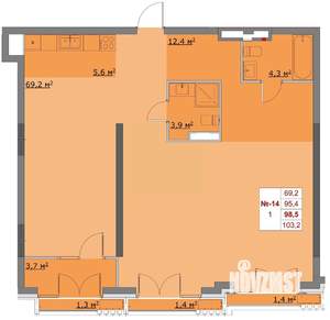 2-к квартира, вторичка, 95м2, 5/6 этаж