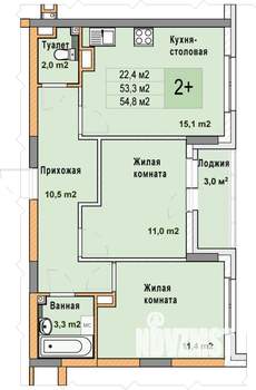 2-к квартира, вторичка, 55м2, 5/25 этаж