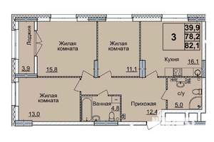 3-к квартира, вторичка, 82м2, 3/24 этаж