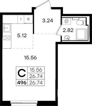 Студия квартира, вторичка, 27м2, 1/9 этаж