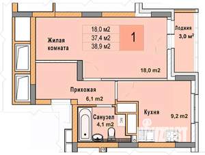 1-к квартира, вторичка, 39м2, 24/25 этаж