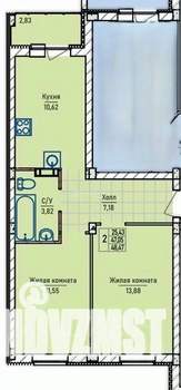 2-к квартира, вторичка, 48м2, 1/4 этаж