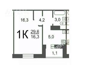 1-к квартира, вторичка, 30м2, 7/10 этаж