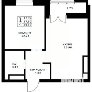 1-к квартира, вторичка, 39м2, 24/24 этаж