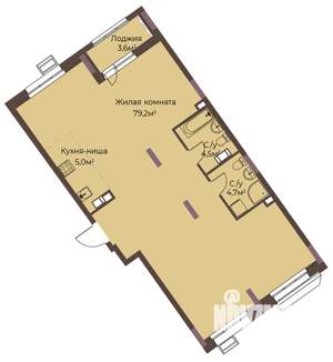 1-к квартира, вторичка, 95м2, 9/12 этаж