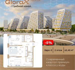 2-к квартира, вторичка, 62м2, 2/13 этаж