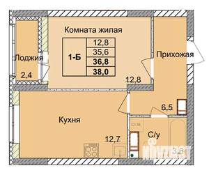 1-к квартира, вторичка, 37м2, 13/18 этаж