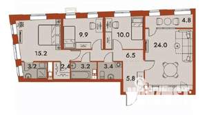 4-к квартира, строящийся дом, 88м2, 4/25 этаж