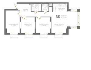 3-к квартира, вторичка, 85м2, 2/19 этаж