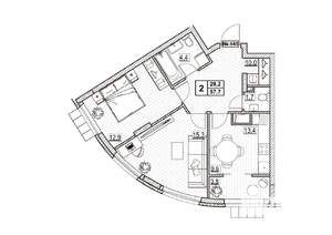 2-к квартира, вторичка, 58м2, 17/24 этаж