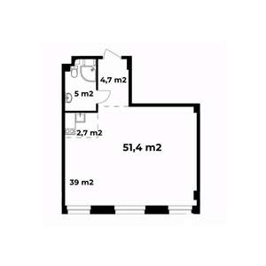 1-к квартира, вторичка, 51м2, 2/6 этаж