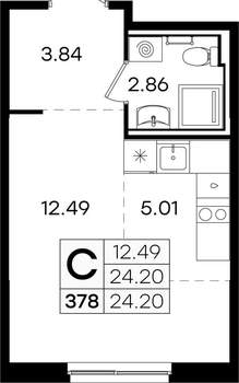 Студия квартира, вторичка, 24м2, 1/9 этаж