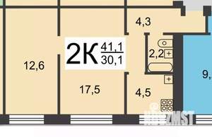 2-к квартира, вторичка, 41м2, 4/4 этаж