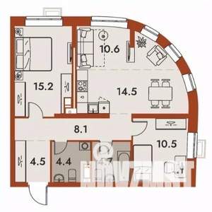 3-к квартира, строящийся дом, 73м2, 10/25 этаж
