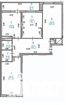 3-к квартира, строящийся дом, 107м2, 13/25 этаж
