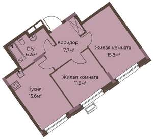 2-к квартира, вторичка, 57м2, 2/12 этаж