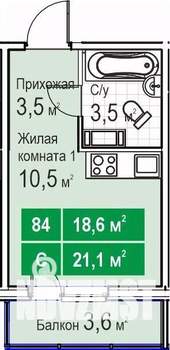 1-к квартира, вторичка, 19м2, 4/10 этаж