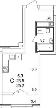 Студия квартира, вторичка, 25м2, 19/25 этаж