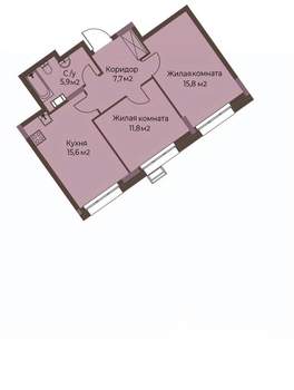 2-к квартира, строящийся дом, 54м2, 5/12 этаж