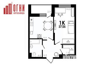 1-к квартира, вторичка, 37м2, 1/25 этаж