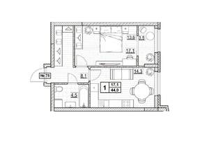 1-к квартира, вторичка, 44м2, 10/24 этаж