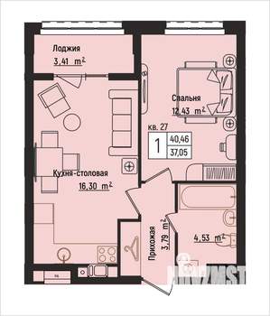 1-к квартира, вторичка, 40м2, 4/15 этаж