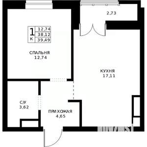 1-к квартира, вторичка, 39м2, 14/24 этаж