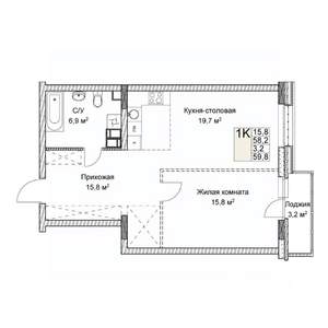 Студия квартира, вторичка, 60м2, 7/9 этаж