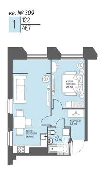 1-к квартира, вторичка, 47м2, 8/20 этаж