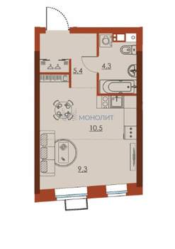 1-к квартира, вторичка, 30м2, 10/25 этаж