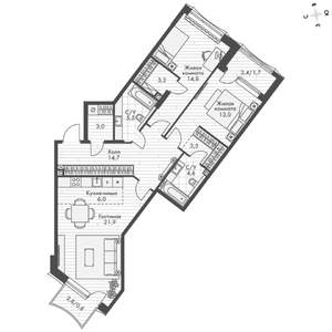 3-к квартира, вторичка, 93м2, 2/16 этаж