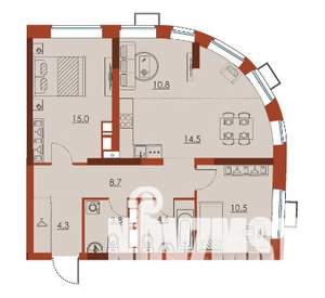 3-к квартира, строящийся дом, 72м2, 17/25 этаж