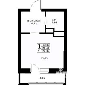 Студия квартира, вторичка, 22м2, 10/24 этаж