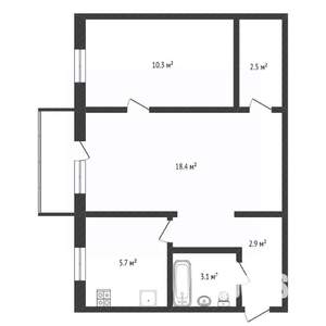 2-к квартира, вторичка, 43м2, 2/5 этаж