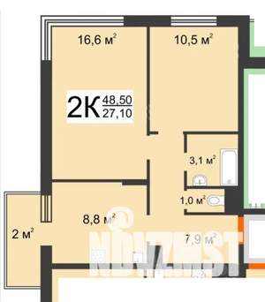 2-к квартира, вторичка, 49м2, 4/5 этаж